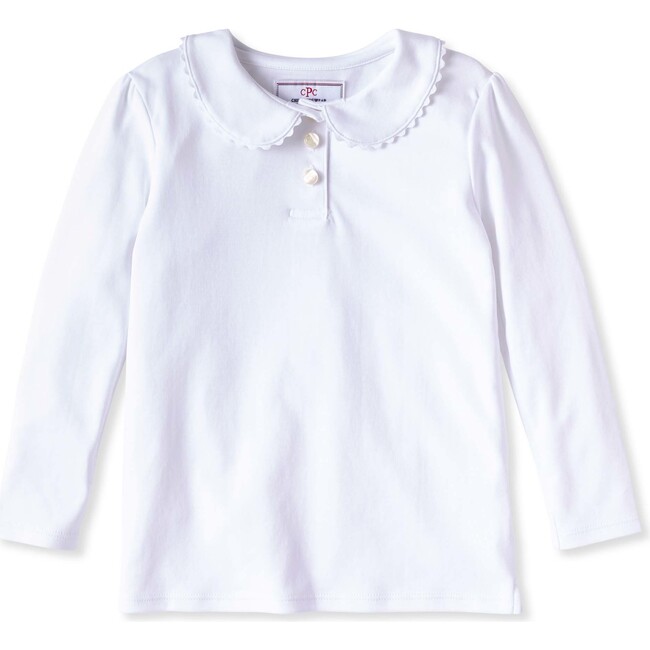 Long Sleeve Sarah Knit Polo, Bright White