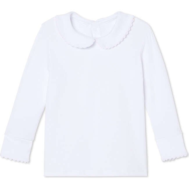 Long Sleeve Isabelle Peter Pan Top, Bright White with Bright White Ric Rac