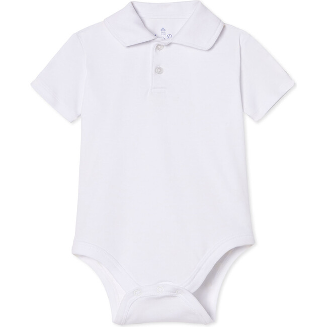 Short Sleeve Hayes Polo Onesie Solid, Bright White