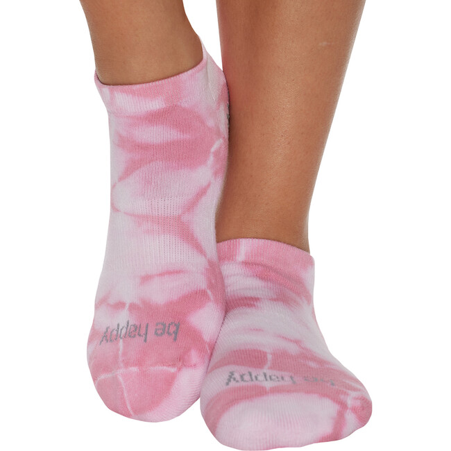 Women's Be Happy Tie Dye Grip Socks, Pink