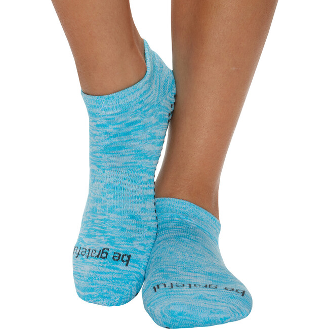 Women's Be Grateful Marbled Grip Socks, Blue