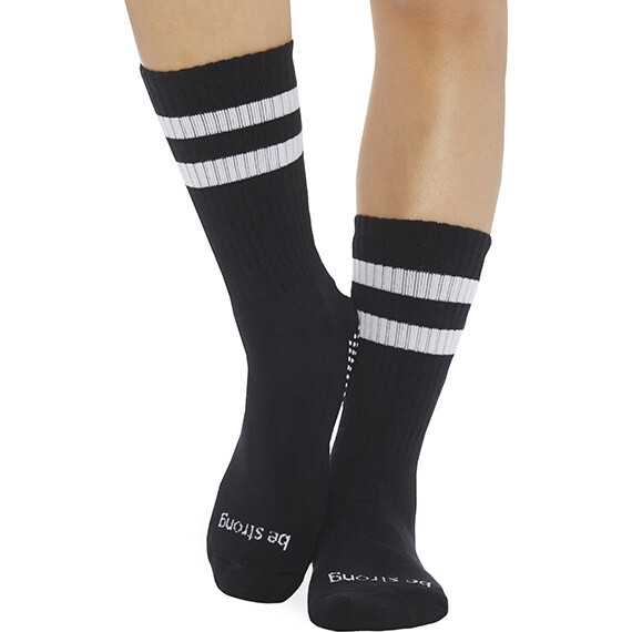 Women's Crew Be Strong Grip Socks, Black & White - Socks - 1