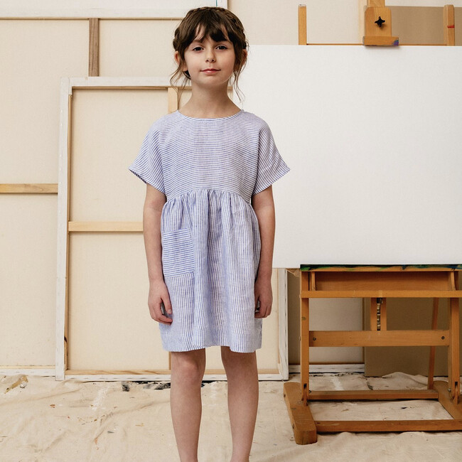 Marie Everyday Dress, Blue Stripe - Dresses - 2