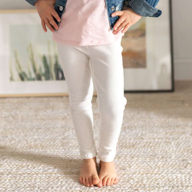 Teagan Ribbed Legging, White - Leggings - 2