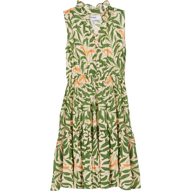 Sienna Kids Dress, Green and Orange Forest - Dresses - 1 - zoom