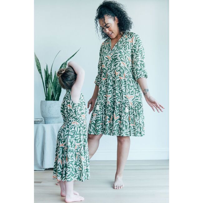 Sienna Kids Dress, Green and Orange Forest - Dresses - 3