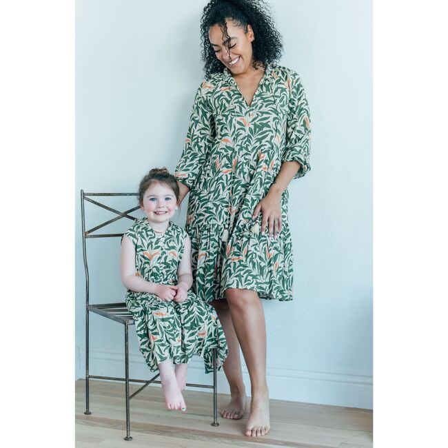 Women's Sienna Midi Dress, Green and Orange Forest - Dresses - 4