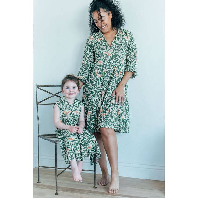Sienna Kids Dress, Green and Orange Forest - Dresses - 4