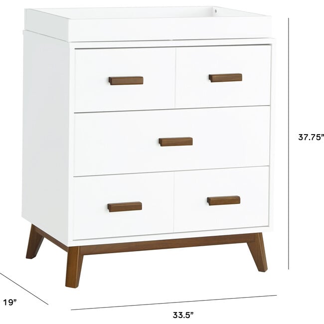 Scoot 3-Drawer Changer Dresser with Removable Changing Tray, White - Dressers - 3