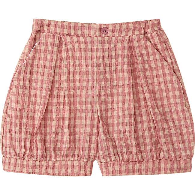 Gingham Balloon Shorts, Pink - Shorts - 1