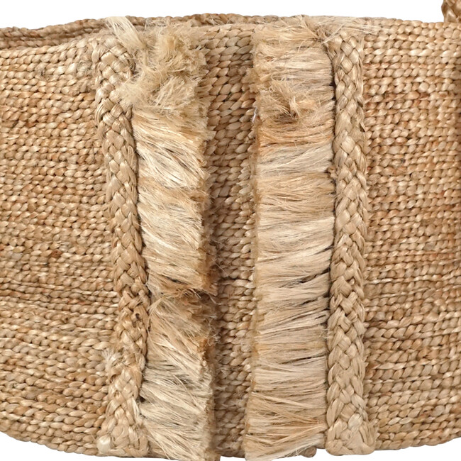Bazar Medium Wide Fringe Jute Basket, Natural