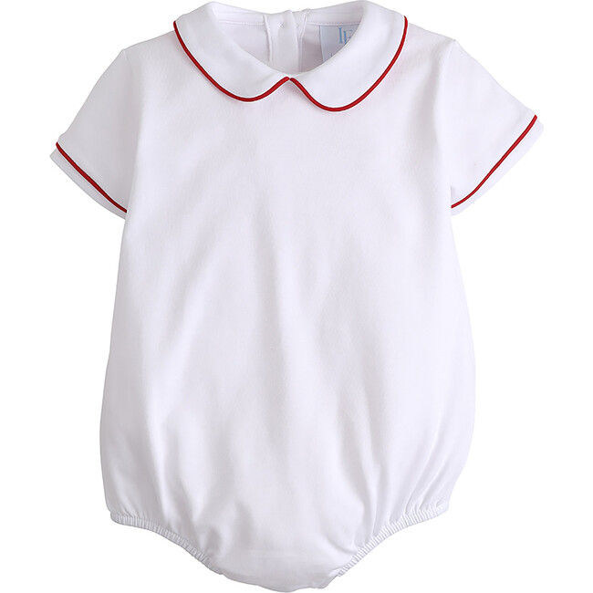 Piped Peter Pan Bubble, Red - Rompers - 1
