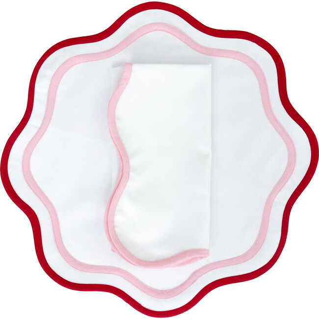 Piped Dinner Napkin, Pink - Tableware - 3