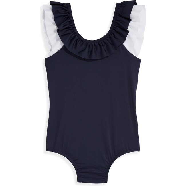 Nellie Bathing Suit, Navy with White - One Pieces - 1