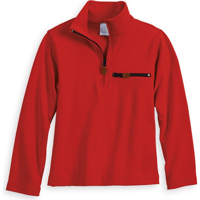Pima Half Zip with Pocket, Red - Sweatshirts - 1