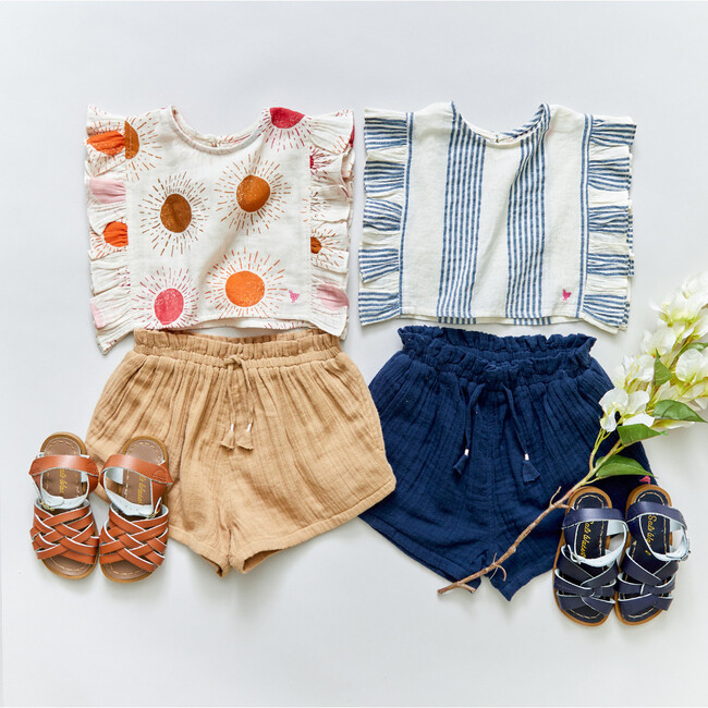 Girls Ingrid Top, Navy & White Stripe