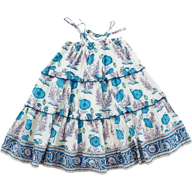 Girls Garden Dress, Slate Block Print - Dresses - 2