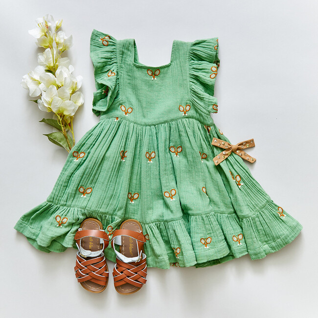 Girls Elsie Dress, Tennis Embroidery - Dresses - 4