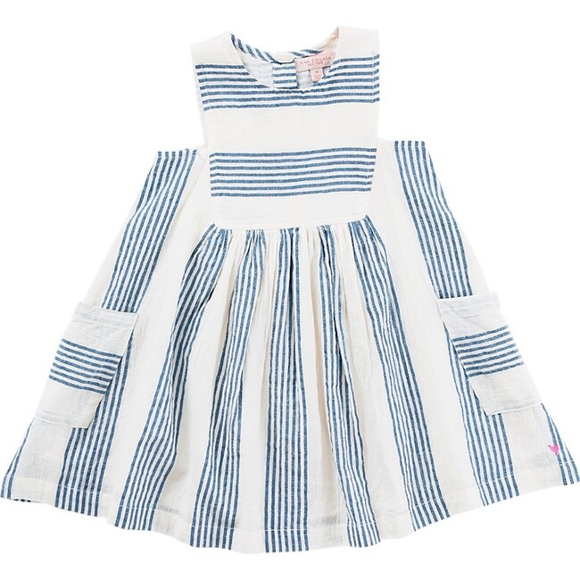 Girls Courtina Dress, Navy & White Stripe