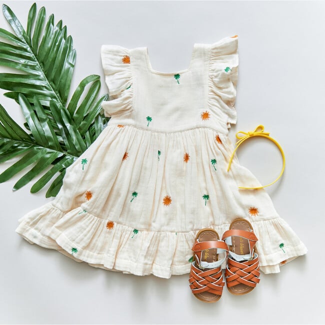 Girls Elsie Dress, Palm Embroidery - Dresses - 6