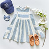 Girls Courtina Dress, Navy & White Stripe - Dresses - 3