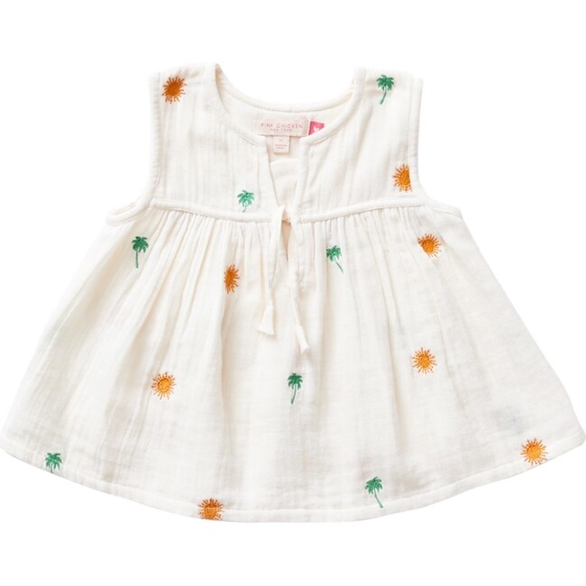 Girls Jade Top, Palm Embroidery