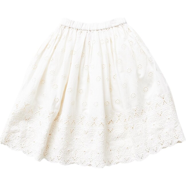 Girls Loretta Skirt, Cream Eyelet - Skirts - 3