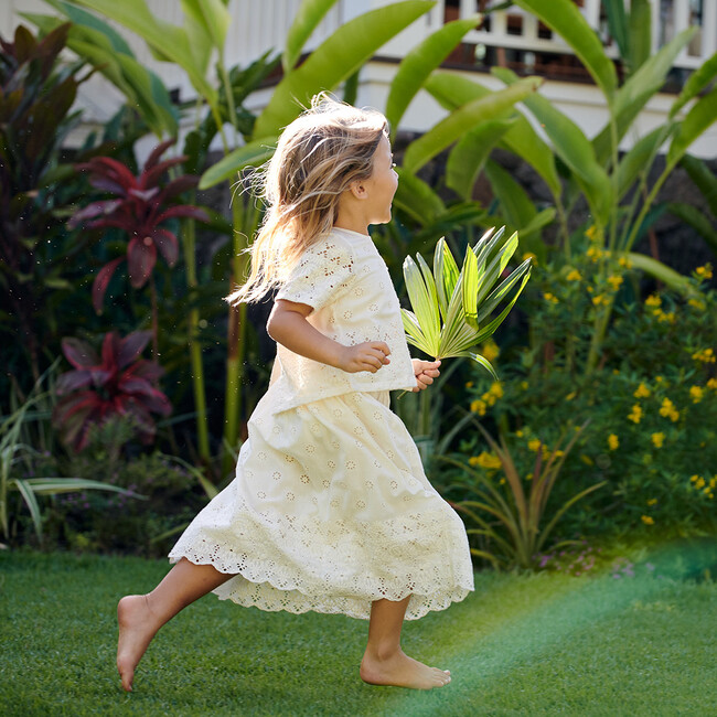 Girls Loretta Skirt, Cream Eyelet - Skirts - 5