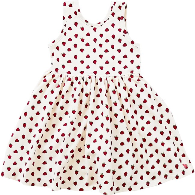 Girls Organic Steph Dress, Mini Strawberries - Dresses - 1