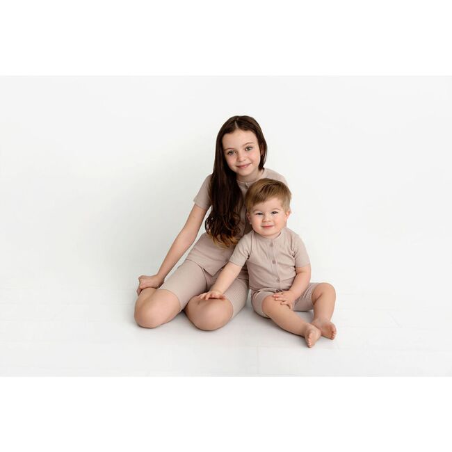 Ribbed Cardi Set, Sand - Pajamas - 3