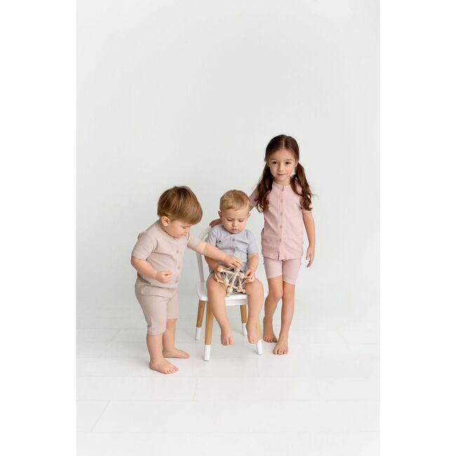 Ribbed Cardi Set, Sand - Pajamas - 4