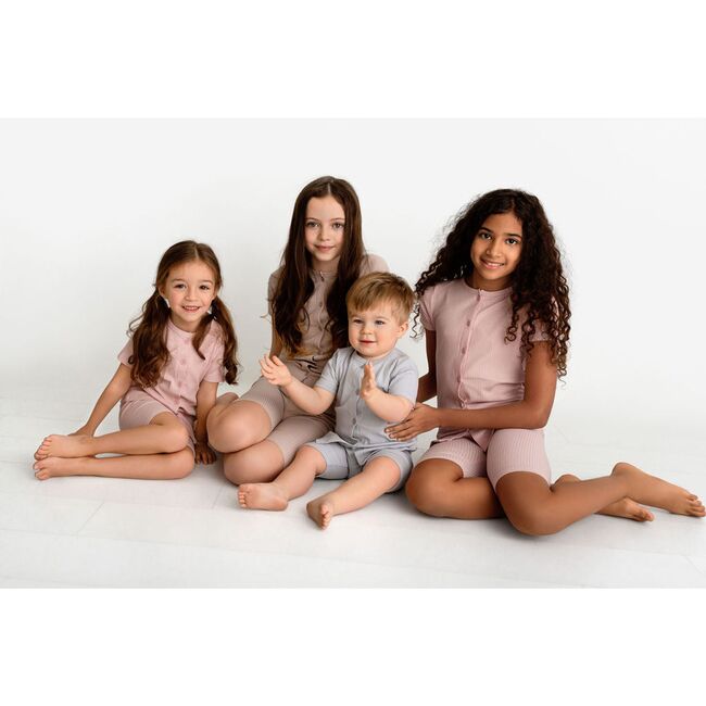 Ribbed Cardi Set, Sand - Pajamas - 5