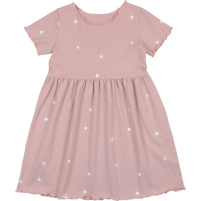 Sun Print Short Sleeve Dress, Pink - Dresses - 1