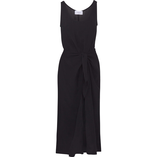 The Women's D.K. Midi Wrap Dress in Cupro, Black - Dresses - 1