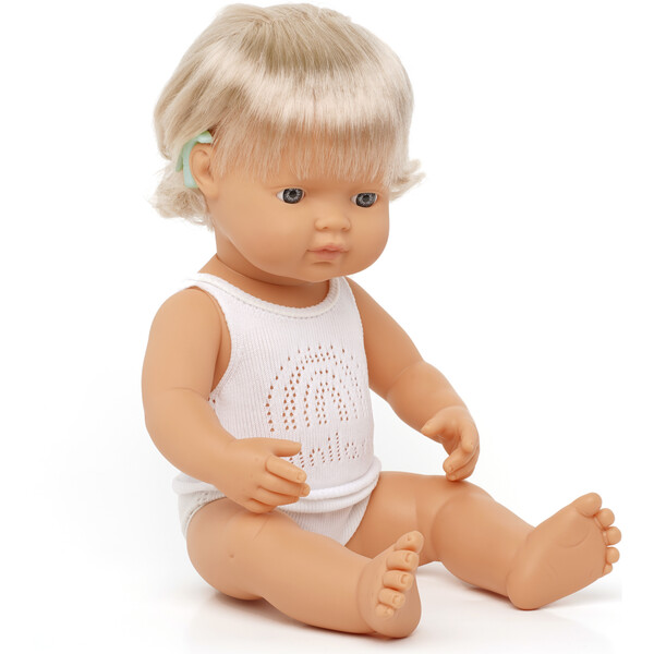 Baby Doll, Caucasian Girl with Hearing Aid Miniland Dolls & Doll