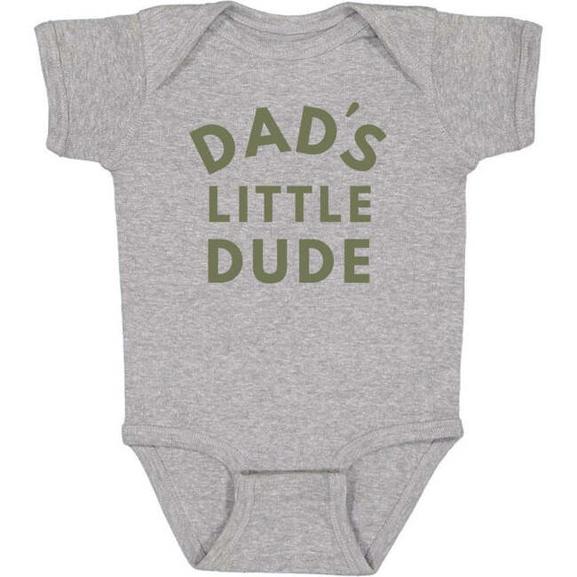 Dad's Little Dude Short Sleeve Bodysuit Gray - Shirts - 1