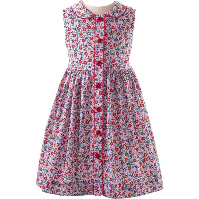 Summer Floral Button-front Dress, Pink