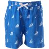 Sailboat Print Swimshorts, Blue - Swim Trunks - 1 - thumbnail