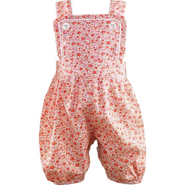 Floral Frill Dungarees, Coral