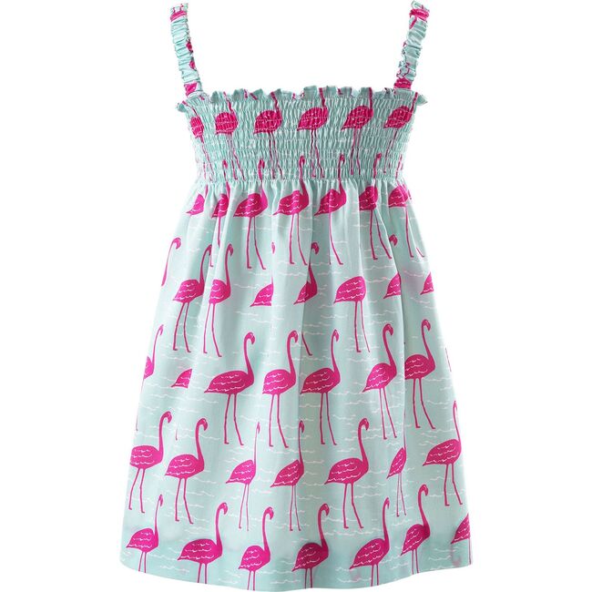 Flamingo Ruched Sundress, Aqua - Dresses - 3