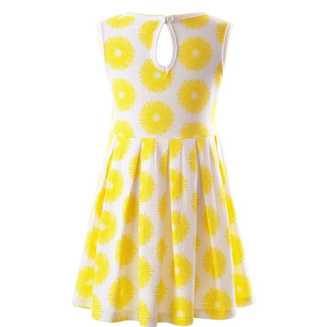 Daisy Jersey Pleated Dress, Yellow