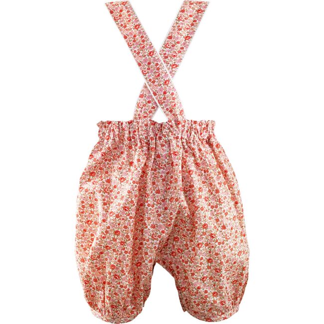 Floral Frill Dungarees, Coral - Overalls - 3