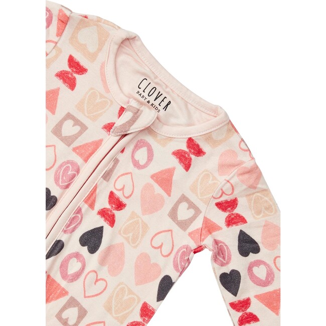 Hearts Footie, Pink - Pajamas - 2