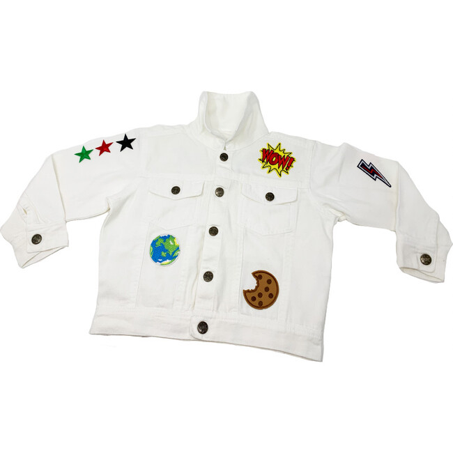 Personalized White Denim Jacket, Patchwork - Jackets - 1