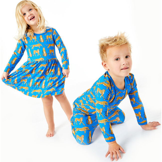 Cheetah Dress, Blue - Dresses - 3