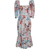 Women's Busy Dress, Japanese Floral Blue - Dresses - 1 - thumbnail