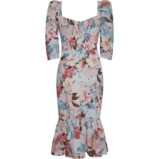 Women's Busy Dress, Japanese Floral Blue