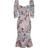 Women's Busy Dress, Japanese Floral Blue - Dresses - 2