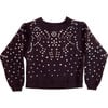 Kids Rhinestone Sweatshirt, Black - Sweatshirts - 1 - thumbnail