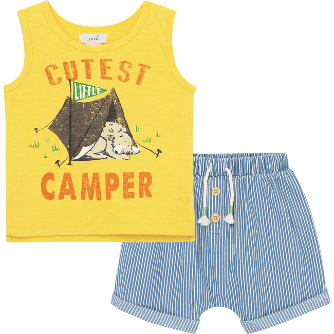 Cutest Camper Short Set, Yellow - Tees - 1 - zoom